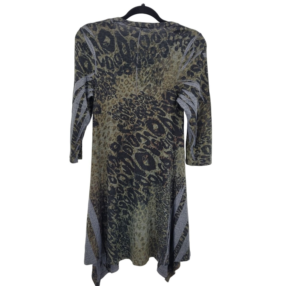 Vtg 90s Gothic Grunge Animal Print Asymmetrical Tunic Sweater Dress Sz S Knit - Picture 6 of 9